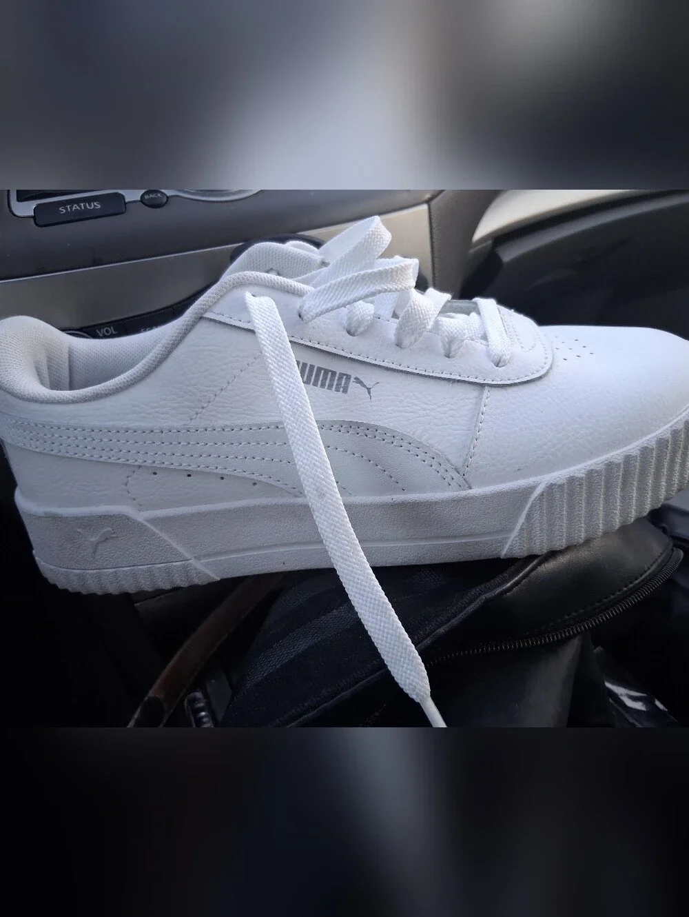 NEW Puma Carina White Low-Top Platform Sneakers